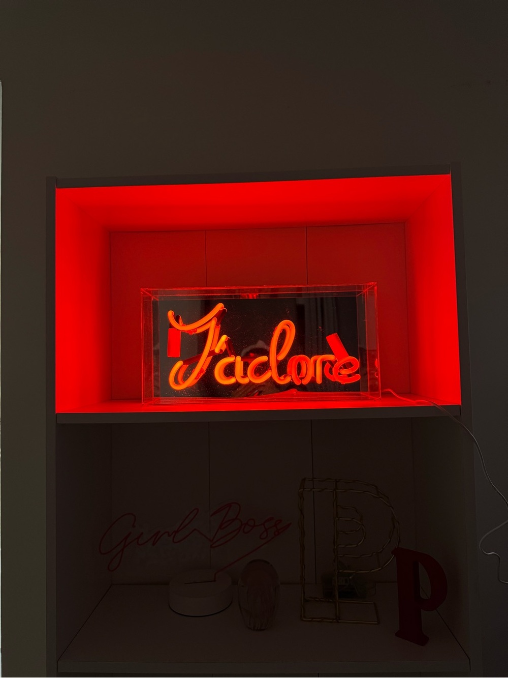 Urban Outfitters J'adore Red Neon Sign - Acrylic Box Light